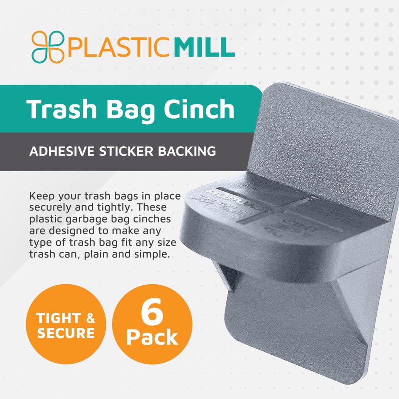 PlasticMill Trash Bag Cinch - Trash Bag Holder for Trash Can - Trash Can Liner Holder to Keep Trash Bag From Slipping - Fits Most Standard Trash Cans (Putty, 6-Pack) - Image 2